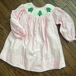 Cecil & Lou. Christmas Tree socked dress in pink. 4T